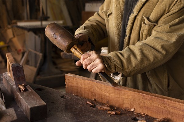 Carpenter working woodworking