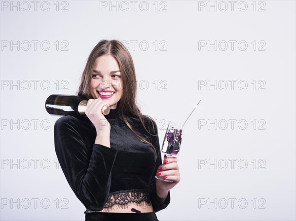 Charming woman with champagne party