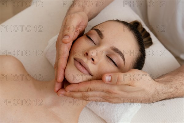 Close up relaxed woman alternative therapy