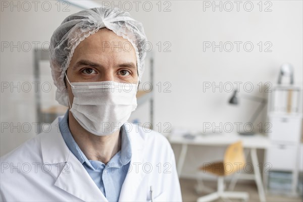 Close up researcher wearing mask