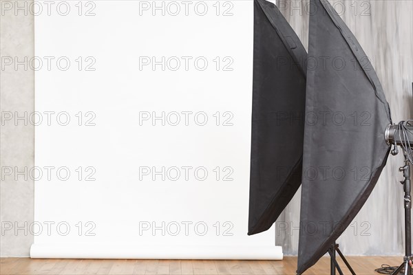 Close up studio background with lights