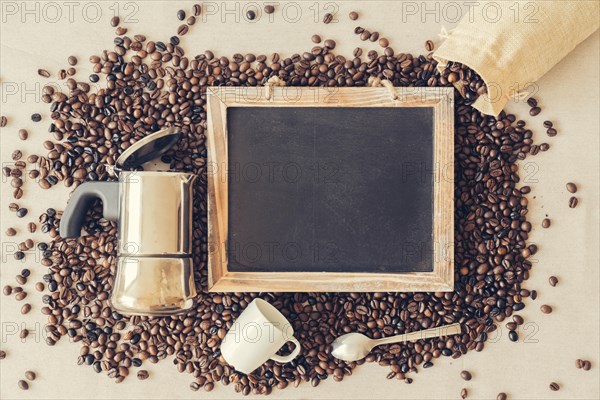 Coffee concept with slate moka pot