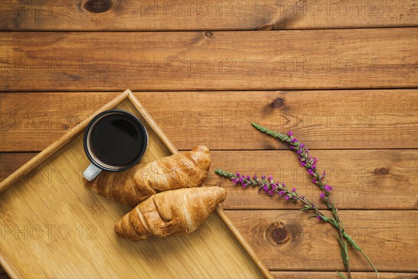 Croissants coffee romantic arrangement