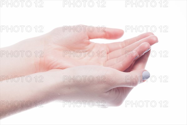 Cupped hands woman