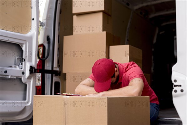Delivery man tired