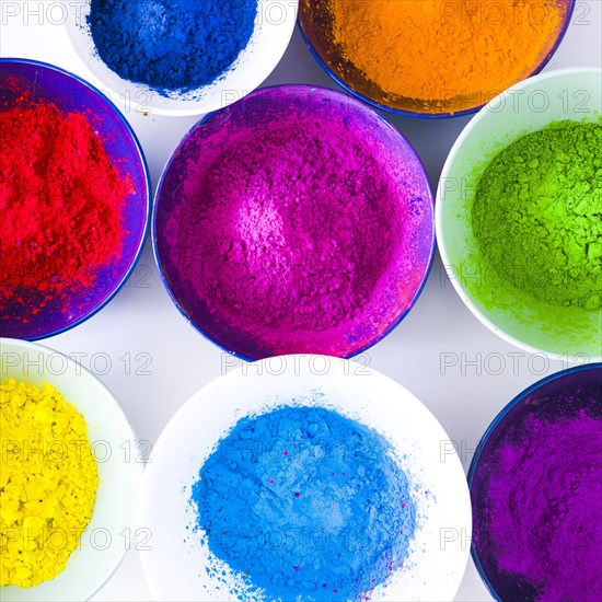 Different type holi color powder bowls