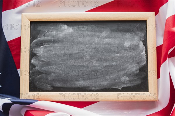 Dirty chalkboard american flag background