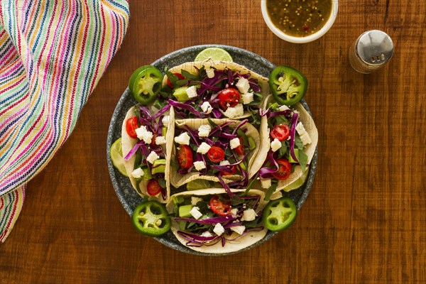 Flat lay tasty tacos arrangement