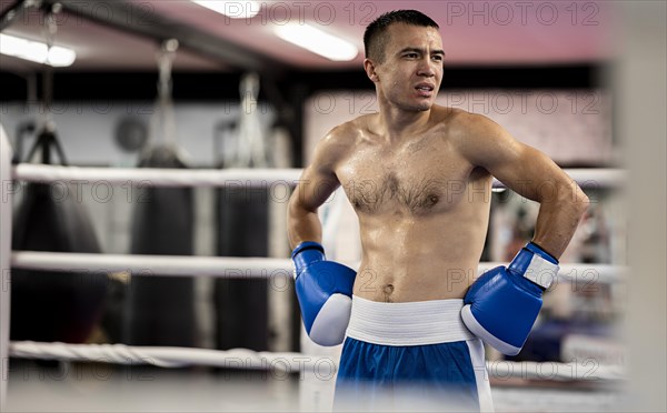 Front view shirtless male boxer