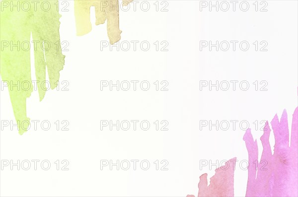 Green pink watercolor brushstroke white backdrop