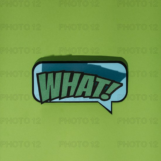 Green what text speech bubble green background