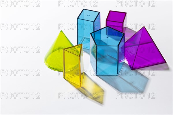 High angle colorful translucent shapes