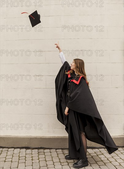 High angle graduated girl