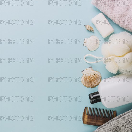 Hygiene supplies blue background