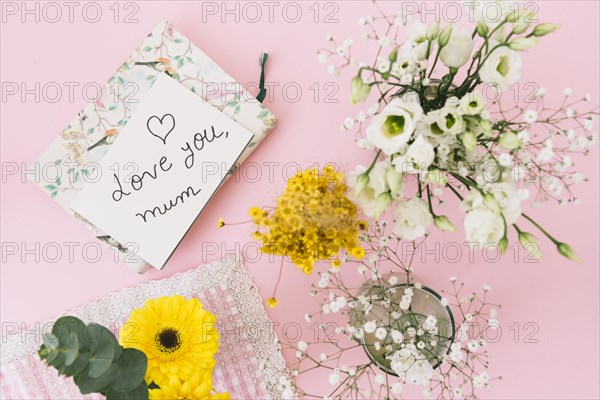 Love you mum inscription with flowers notebook