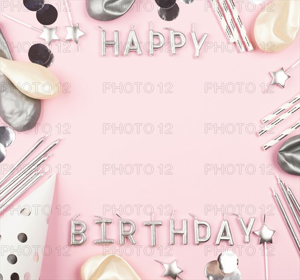 Ornaments frame with pink background