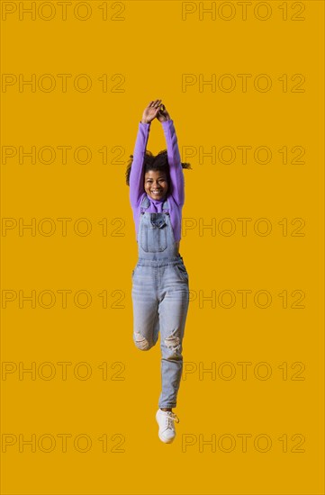Portrait young woman jumping 7