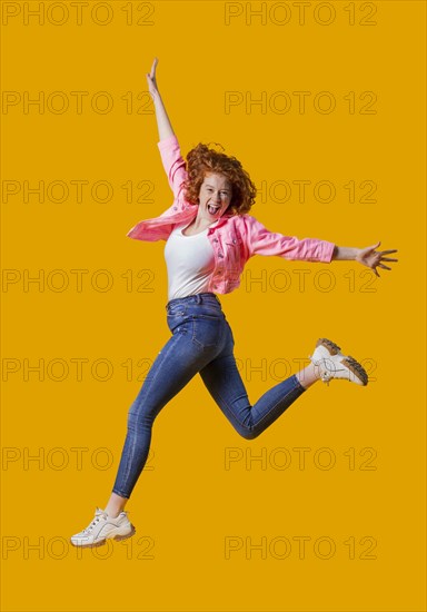 Portrait young woman jumping 8