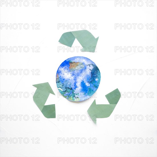 Recycle logo with globe drawing