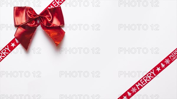 Red bow with wrap ribbons