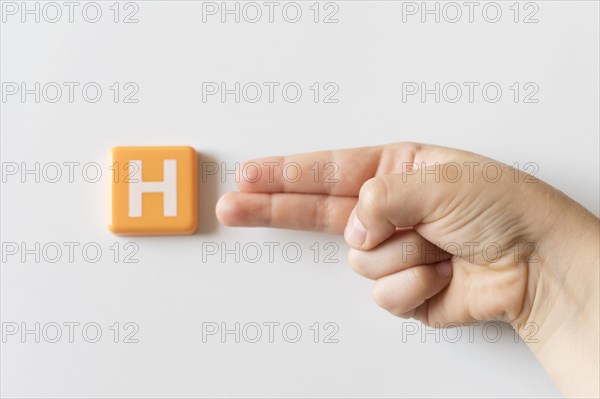 Sign language hand showing letter h
