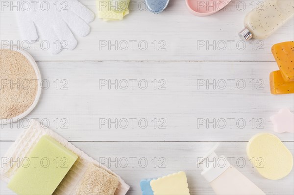 Spa product composition wooden background