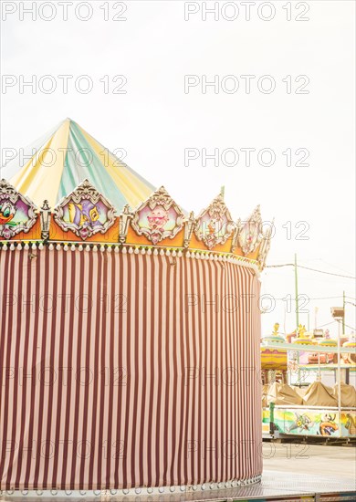 Striped decorative tent amusement park