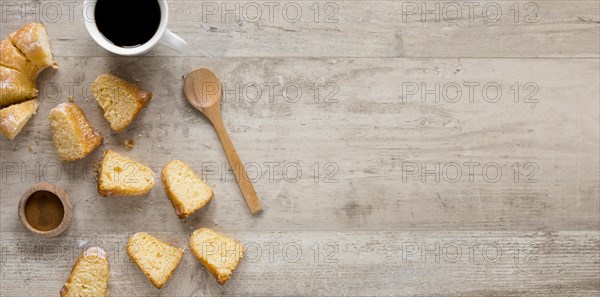 Top view cake slices with copy space
