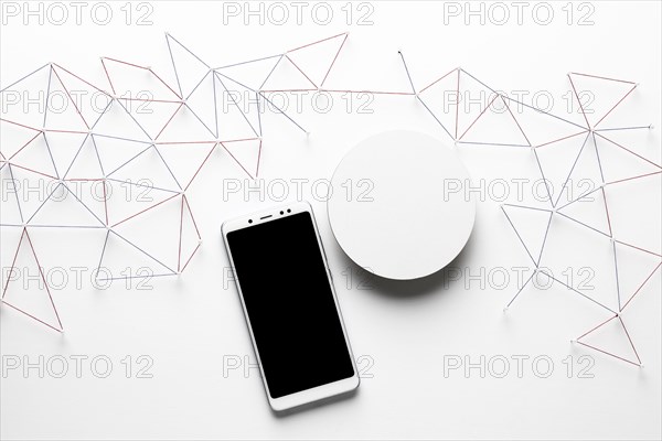 Top view internet communication network with smartphone