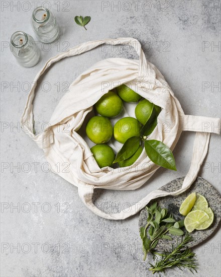 Top view limes tote bag