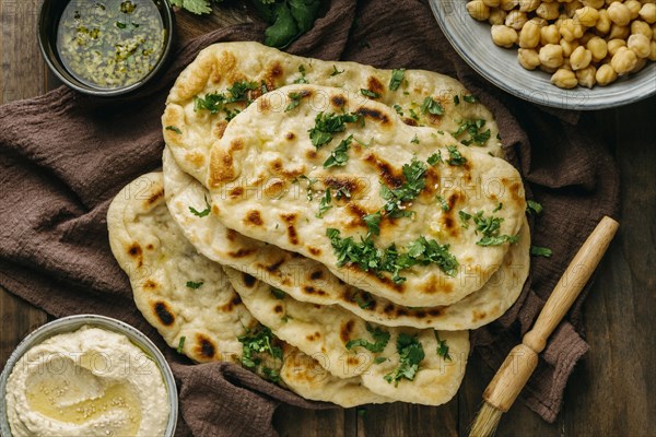 Top view pakistani meal arrangement