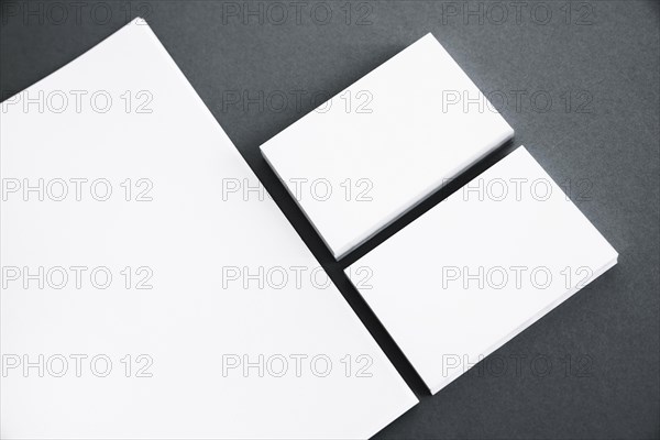 Two stacks business cards paper