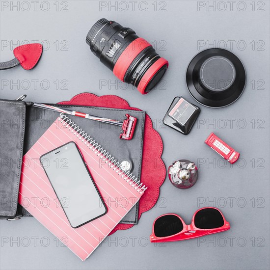 Vivid traveler equipment grey backdrop