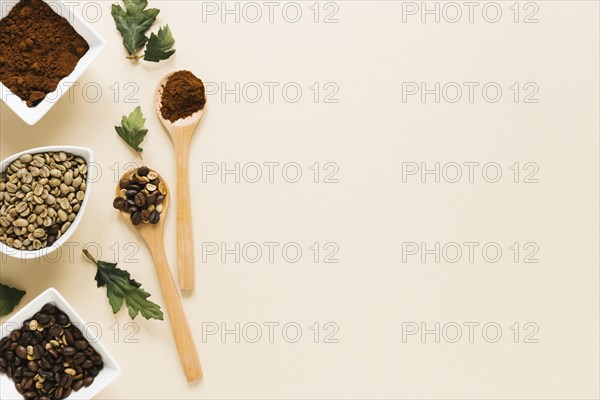 Wood spoons with coffee copy space