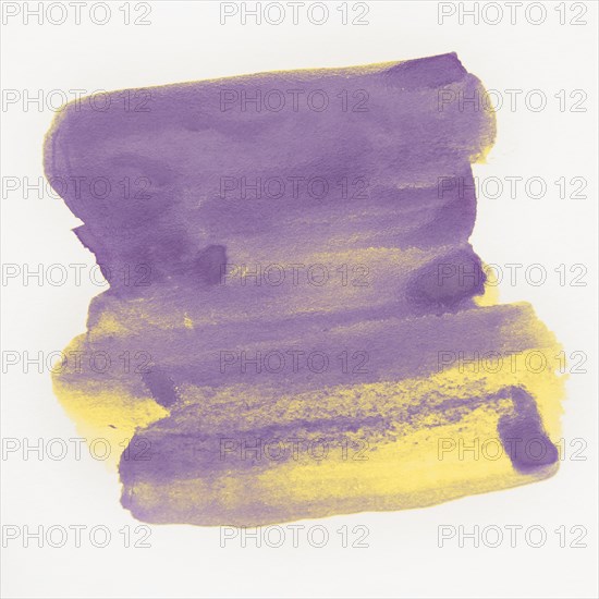 Yellow violet watercolor wet brush paint brush stroke white background text