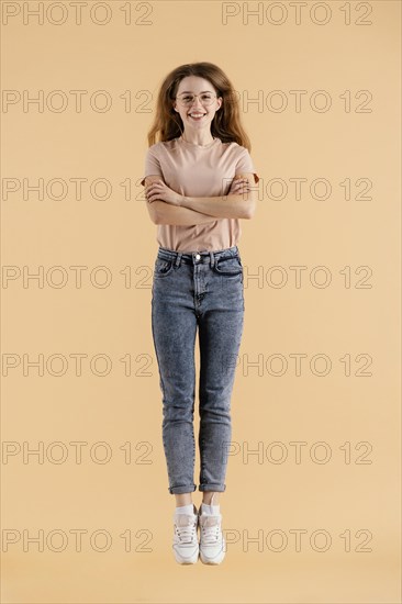 Young female model jumping 2