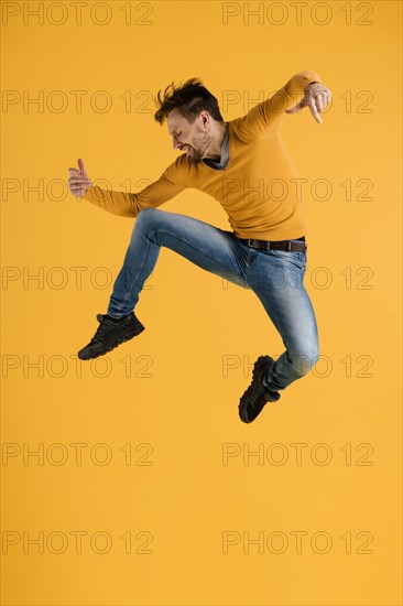 Young man jumping