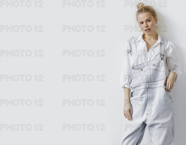 Beautiful young female wearing jumpsuit 8