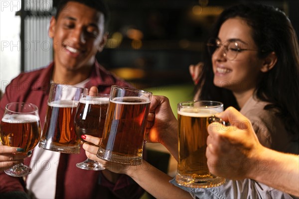 Close up people with beer