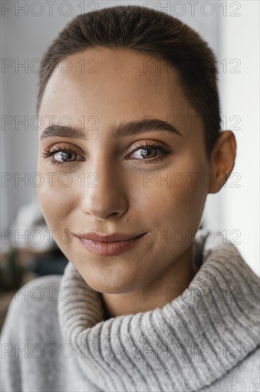 Close up smiley beautiful woman posing