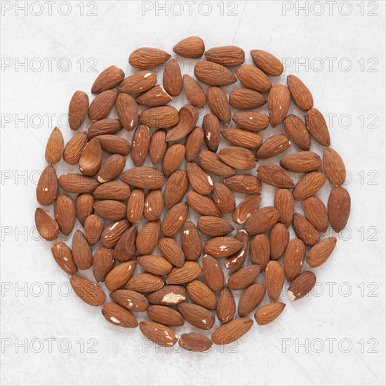 Close up view almonds concept