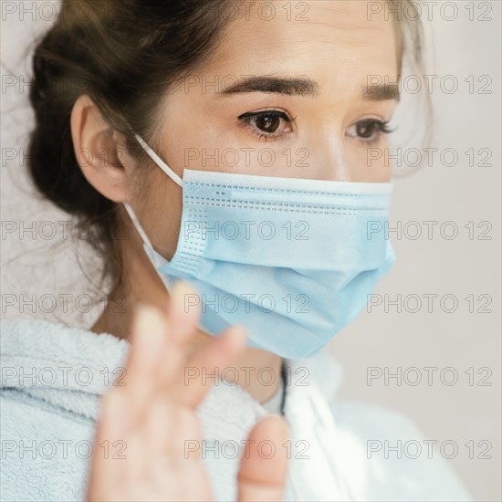 Close up woman wearing face mask 2