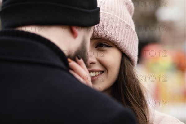 Close up young couple outdoor