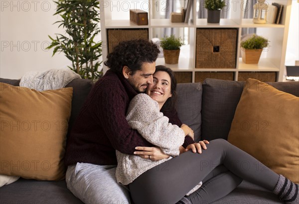 Couple having fun home