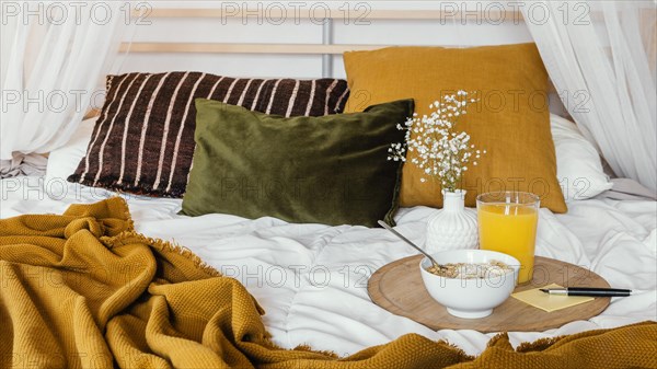 Delicious breakfast bed concept