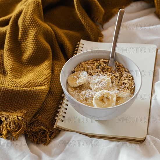 Delicious breakfast with cereals banana