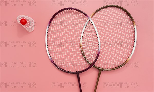 Flat lay badminton set
