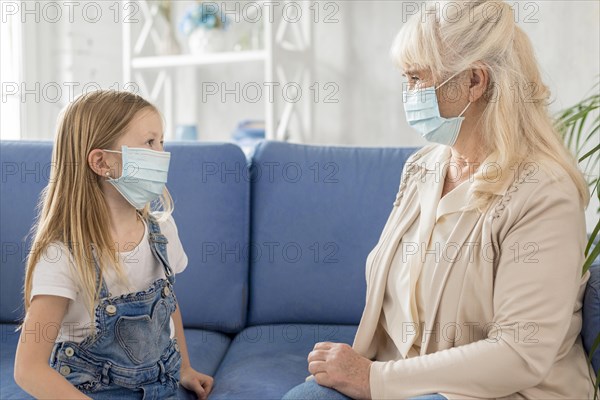 Girl grandma with mask