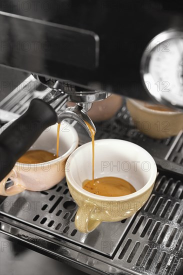 High angle coffee making with machine