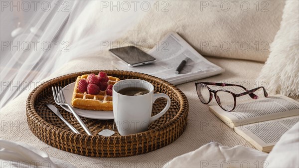 High angle tea waffle